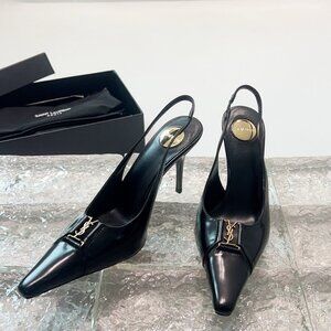 Saint Laurent Black Pointed Stiletto Sandals